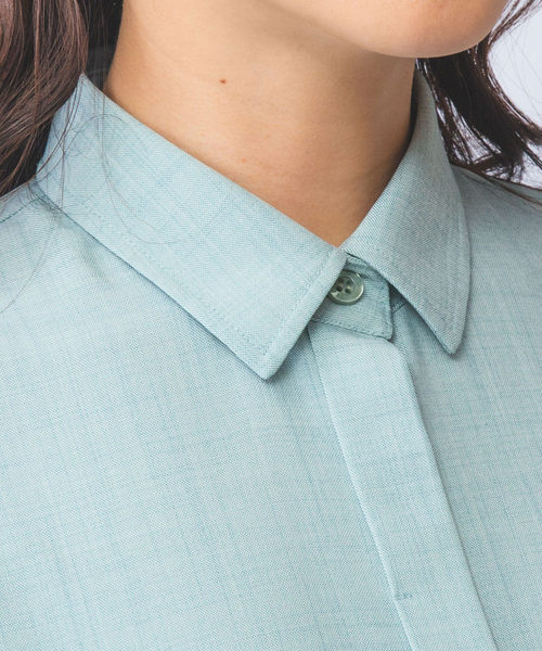 NARACAMICIE（ナラカミーチェ）の「【NARACAMICIE】麻調ベルト付き七分袖タックブラウス（シャツ/ブラウス・レディース・ホワイト/ブラウン/グリーン・S/M/L）」の10枚目の写真