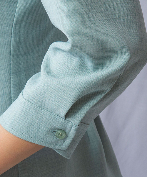 NARACAMICIE（ナラカミーチェ）の「【NARACAMICIE】麻調ベルト付き七分袖タックブラウス（シャツ/ブラウス・レディース・ホワイト/ブラウン/グリーン・S/M/L）」の13枚目の写真