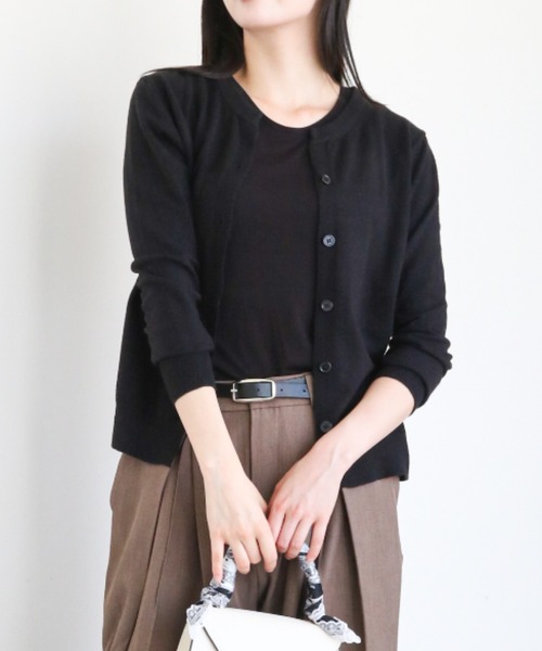 gossip!ロサンゼルス(ゴシップロサンゼルス)の「ウエストリブ ショートカーディガン(カーディガン/ボレロ・レディース・ブラック/ベージュ/グレー/オフホワイト/レッド・FREE)」の3枚目の写真