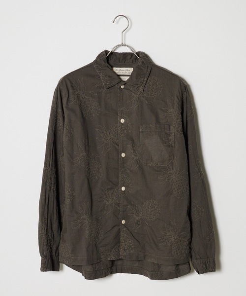 REMI RELIEF（レミレリーフ）の「REMI RELIEF/レミレリーフ アロハ総柄刺繍SHIRT(パイナップル) シャツ（シャツ/ブラウス・メンズ・チャコールグレー/オフホワイト・M/L/XL）」の2枚目の写真