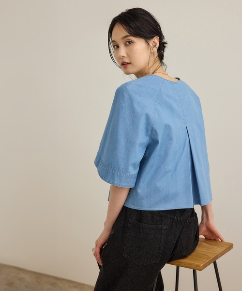 ROPE'（ロペ）の「カーディ半袖ブラウス/洗える（シャツ/ブラウス・レディース・ホワイト/ブルー系その他4・FREE）」の10枚目の写真