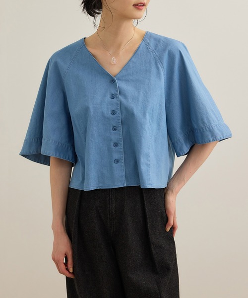 ROPE'（ロペ）の「カーディ半袖ブラウス/洗える（シャツ/ブラウス・レディース・ホワイト/ブルー系その他4・FREE）」の17枚目の写真