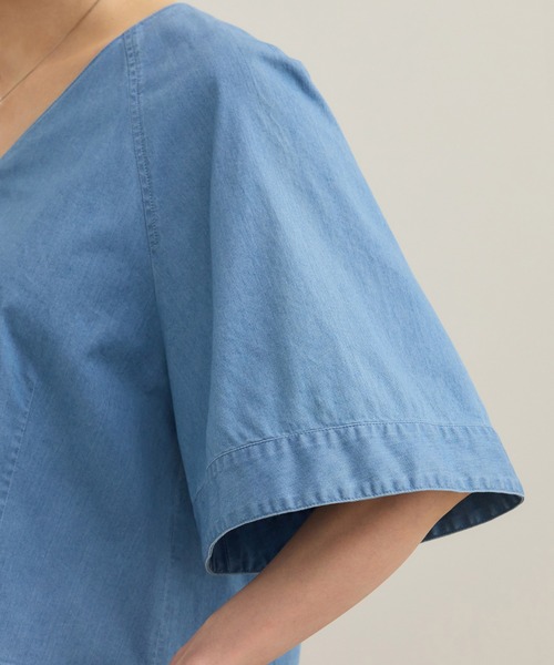 ROPE'（ロペ）の「カーディ半袖ブラウス/洗える（シャツ/ブラウス・レディース・ホワイト/ブルー系その他4・FREE）」の6枚目の写真