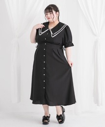 【大きいサイズ】ダブルビッグカラーシャツワンピース