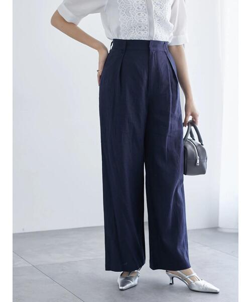 Te chichi(テチチ)の「レーヨンリネンワイドパンツ《2025summer catalog item》(その他パンツ・レディース・オフホワイト/ネイビー/グリーン/ピンク・F)」の1枚目の写真