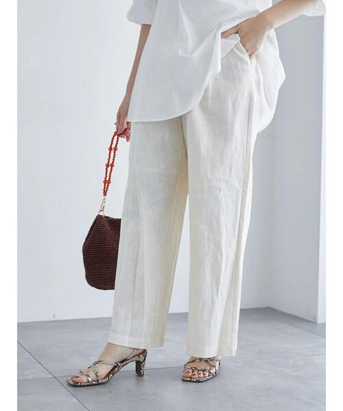 Te chichi(テチチ)の「レーヨンリネンワイドパンツ《2025summer catalog item》(その他パンツ・レディース・オフホワイト/ネイビー/グリーン/ピンク・F)」の2枚目の写真