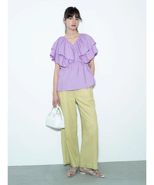 Te chichi(テチチ)の「レーヨンリネンワイドパンツ《2025summer catalog item》(その他パンツ・レディース・オフホワイト/ネイビー/グリーン/ピンク・F)」の3枚目の写真