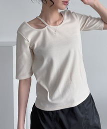 bita.（ビタドット）の「アシンメトリーハーフスリーブトップス（Tシャツ/カットソー）」
