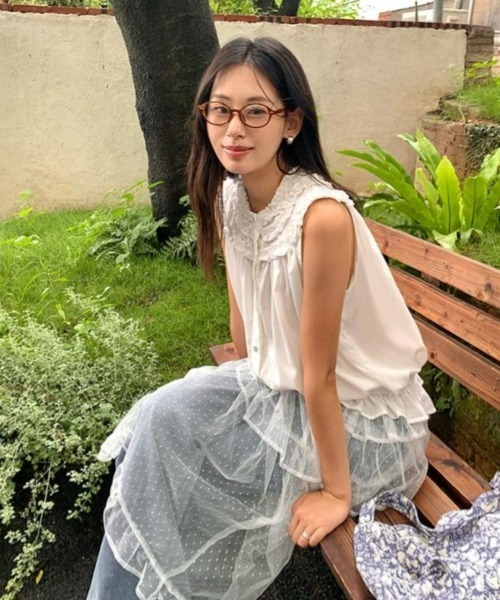 gossip!ロサンゼルス(ゴシップロサンゼルス)の「Y2Kガーリー*レトロドットチュールティアードスカート(スカート・レディース・ホワイト/グレー・FREE)」の18枚目の写真