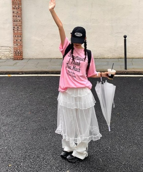 gossip!ロサンゼルス(ゴシップロサンゼルス)の「Y2Kガーリー*レトロドットチュールティアードスカート(スカート・レディース・ホワイト/グレー・FREE)」の17枚目の写真