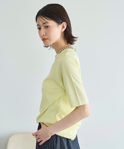 meilmada(メイルマダ)の「ハーフスリーブテレコカットソー(Tシャツ/カットソー・レディース・ホワイト/ライム・FREE)」の16枚目の写真