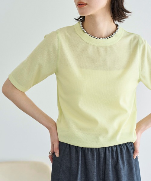 meilmada(メイルマダ)の「ハーフスリーブテレコカットソー(Tシャツ/カットソー・レディース・ホワイト/ライム・FREE)」の14枚目の写真
