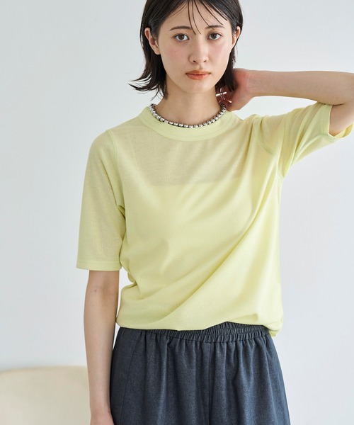 meilmada(メイルマダ)の「ハーフスリーブテレコカットソー(Tシャツ/カットソー・レディース・ホワイト/ライム・FREE)」の15枚目の写真