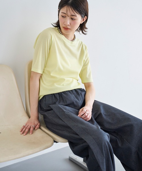 meilmada(メイルマダ)の「ハーフスリーブテレコカットソー(Tシャツ/カットソー・レディース・ホワイト/ライム・FREE)」の21枚目の写真