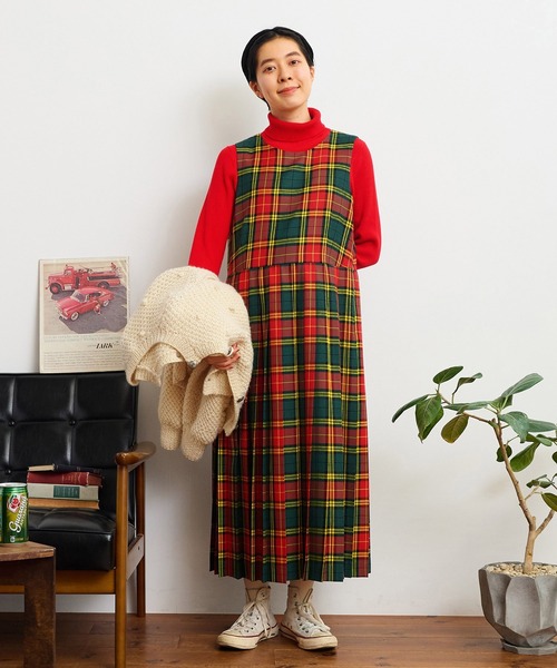 CHILD WOMAN（チャイルドウーマン）の「2/48タータンチェックワンピース（ワンピース・レディース・ブルー/グリーン/イエロー・FREE）」の4枚目の写真