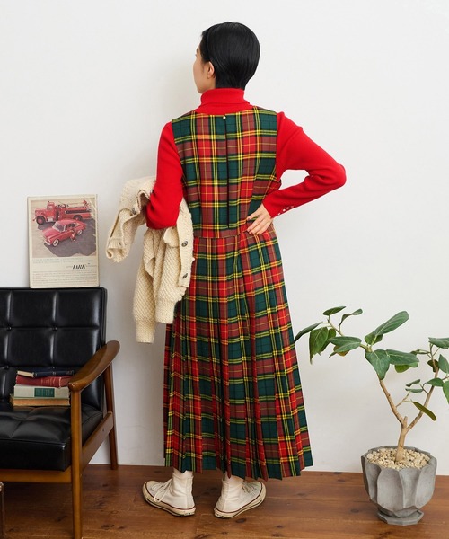 CHILD WOMAN（チャイルドウーマン）の「2/48タータンチェックワンピース（ワンピース・レディース・ブルー/グリーン/イエロー・FREE）」の6枚目の写真