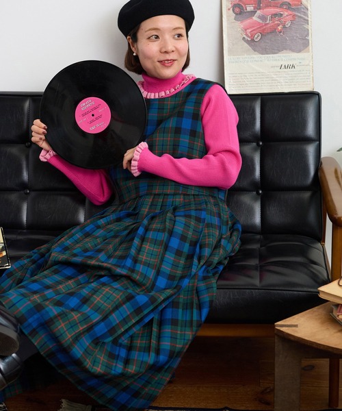 CHILD WOMAN（チャイルドウーマン）の「2/48タータンチェックワンピース（ワンピース・レディース・ブルー/グリーン/イエロー・FREE）」の8枚目の写真