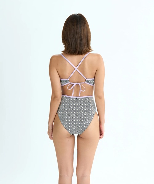 ROXY（ロキシー）の「SOLEIL BIKINI /ロキシー幾何学模様バンドゥビキニ（水着）（水着・レディース・ブラック/ブラウン/グリーン・SMALL/MEDIUM/LARGE）」の4枚目の写真