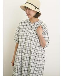 Samansa Mos2 | 【クールコットン】編み上げ前後2WAYチュニック(シャツ/ブラウス)