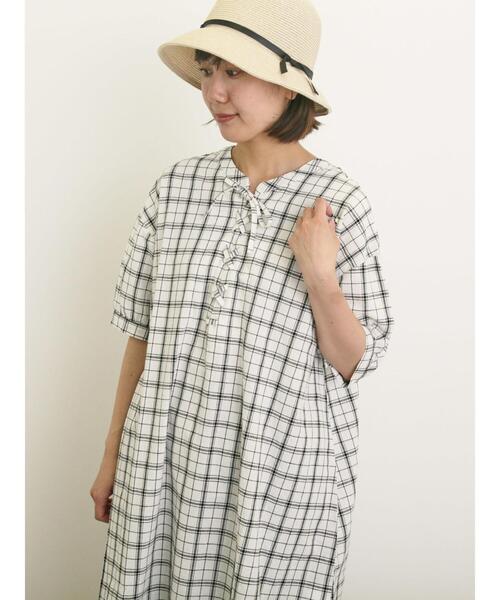 Samansa Mos2(サマンサ モスモス)の「【クールコットン】編み上げ前後2WAYチュニック(シャツ/ブラウス・レディース・ブラック/イエロー/オフホワイト/ブルー・F)」の1枚目の写真
