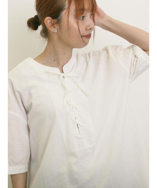Samansa Mos2(サマンサ モスモス)の「【クールコットン】編み上げ前後2WAYチュニック(シャツ/ブラウス・レディース・ブラック/イエロー/オフホワイト/ブルー・F)」の7枚目の写真