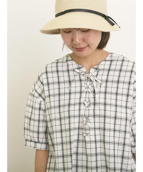 Samansa Mos2(サマンサ モスモス)の「【クールコットン】編み上げ前後2WAYチュニック(シャツ/ブラウス・レディース・ブラック/イエロー/オフホワイト/ブルー・F)」の10枚目の写真