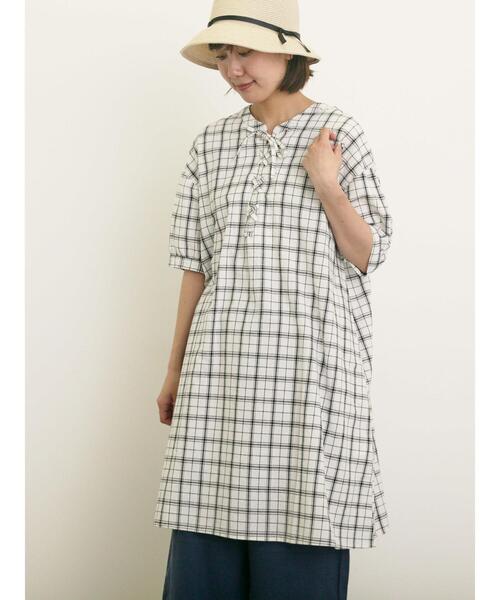 Samansa Mos2(サマンサ モスモス)の「【クールコットン】編み上げ前後2WAYチュニック(シャツ/ブラウス・レディース・ブラック/イエロー/オフホワイト/ブルー・F)」の13枚目の写真