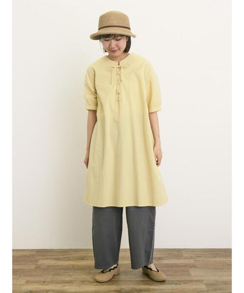 Samansa Mos2(サマンサ モスモス)の「【クールコットン】編み上げ前後2WAYチュニック(シャツ/ブラウス・レディース・ブラック/イエロー/オフホワイト/ブルー・F)」の19枚目の写真