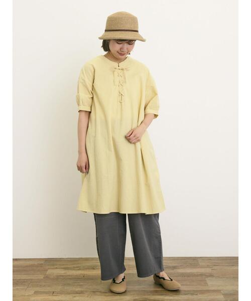 Samansa Mos2(サマンサ モスモス)の「【クールコットン】編み上げ前後2WAYチュニック(シャツ/ブラウス・レディース・ブラック/イエロー/オフホワイト/ブルー・F)」の21枚目の写真