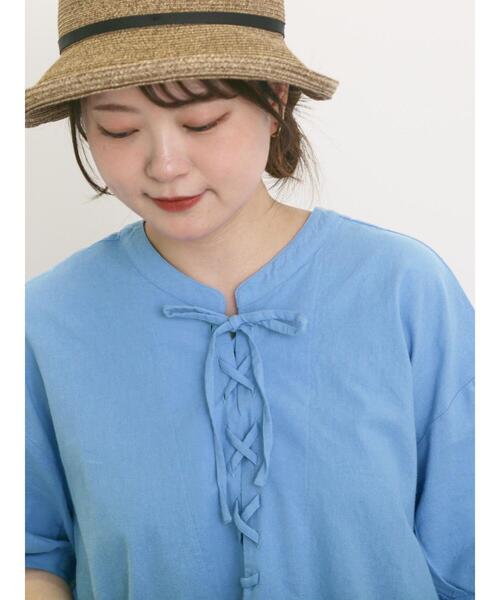 Samansa Mos2(サマンサ モスモス)の「【クールコットン】編み上げ前後2WAYチュニック(シャツ/ブラウス・レディース・ブラック/イエロー/オフホワイト/ブルー・F)」の22枚目の写真