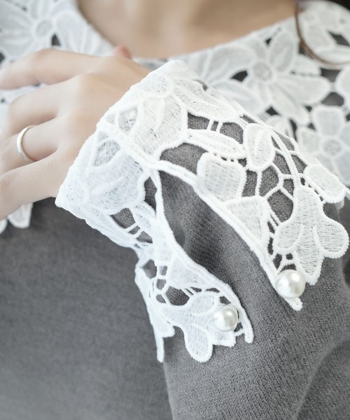 セール】【mily bilet】華やかさと上品さを纏う。パール使いレース