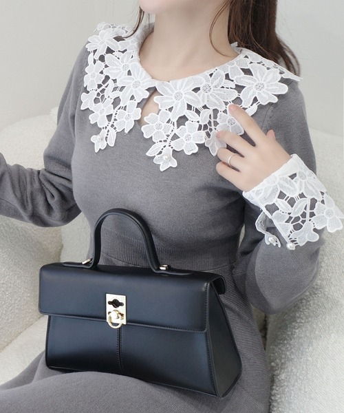 mily bilet(ミウィビレット)の「【26AW新色登場!】【mily bilet】華やかさと上品さを纏う。パール使いレースカラーニットワンピース(ワンピース・レディース・グレー/ブラック/ブラウン/モカ・LARGE/MEDIUM/SMALL/X-LARGE)」の16枚目の写真