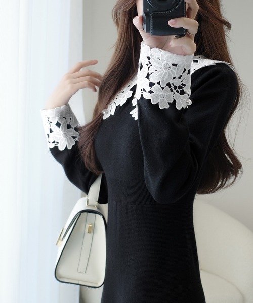 セール】【mily bilet】華やかさと上品さを纏う。パール使いレース