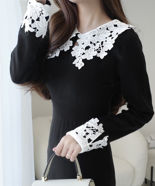 セール】【mily bilet】華やかさと上品さを纏う。パール使いレース