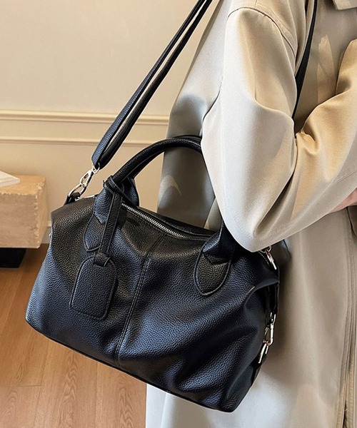 Boston bag レザーオーダー2way ネイビー ボストンバッグ セール】2WAY レザーライククラシカルボストンバッグ/ショルダー