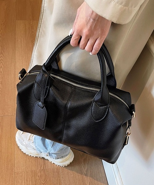 Boston bag レザーオーダー2way ネイビー ボストンバッグ セール】2WAY レザーライククラシカルボストンバッグ/ショルダー