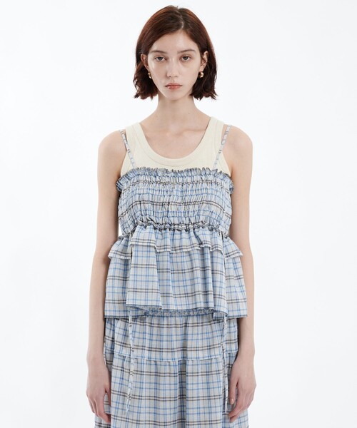 シャーリングチェックトップス（その他トップス）｜PUBLIC TOKYO