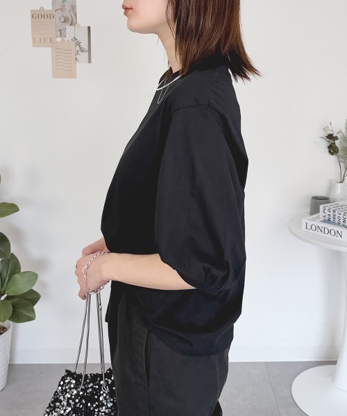 RCD(アールシーディー)の「ボリューム袖ショート丈カットソー(Tシャツ/カットソー・レディース・モカ/ブラック/チャコールグレー/グレイッシュベージュ/オフホワイト・F)」の10枚目の写真