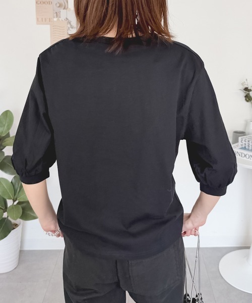 RCD(アールシーディー)の「ボリューム袖ショート丈カットソー(Tシャツ/カットソー・レディース・モカ/ブラック/チャコールグレー/グレイッシュベージュ/オフホワイト・F)」の11枚目の写真