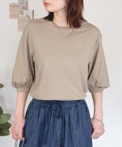 RCD(アールシーディー)の「ボリューム袖ショート丈カットソー(Tシャツ/カットソー・レディース・モカ/ブラック/チャコールグレー/グレイッシュベージュ/オフホワイト・F)」の18枚目の写真