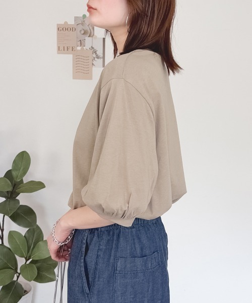 RCD(アールシーディー)の「ボリューム袖ショート丈カットソー(Tシャツ/カットソー・レディース・モカ/ブラック/チャコールグレー/グレイッシュベージュ/オフホワイト・F)」の19枚目の写真