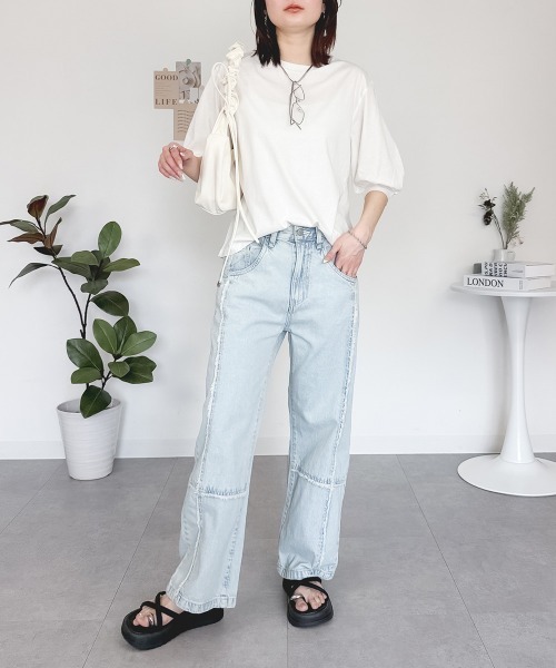 RCD(アールシーディー)の「ボリューム袖ショート丈カットソー(Tシャツ/カットソー・レディース・モカ/ブラック/チャコールグレー/グレイッシュベージュ/オフホワイト・F)」の21枚目の写真
