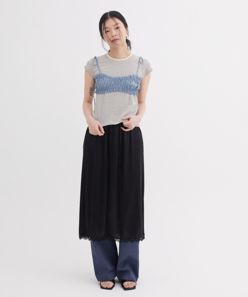 FUULLY STUDIO(フーリィーステューディオ)の「ボーダーコンパクトTEE(Tシャツ/カットソー・レディース・ブラウン/ネイビー/アイボリー・FREE)」の6枚目の写真