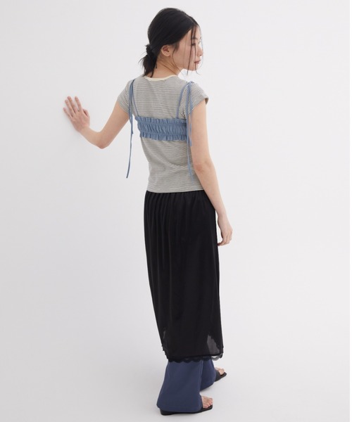 FUULLY STUDIO(フーリィーステューディオ)の「ボーダーコンパクトTEE(Tシャツ/カットソー・レディース・ブラウン/ネイビー/アイボリー・FREE)」の7枚目の写真