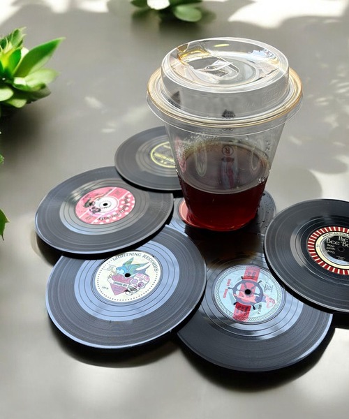 Port(ポート)の「♪ 6枚セット ♪ ヴィンテージ レコード型 ドリンク コースター(その他雑貨・レディース・ブラック・FREE)」の8枚目の写真