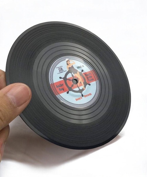 ♪ 6枚セット ♪ ヴィンテージ レコード型 ドリンク コースター