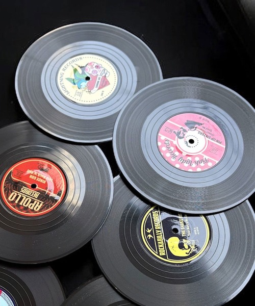 レコ－ド　6枚 ♪ 6枚セット ♪ ヴィンテージ レコード型 ドリンク コースター