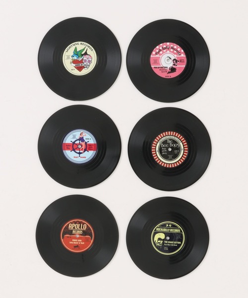 ♪ 6枚セット ♪ ヴィンテージ レコード型 ドリンク コースター