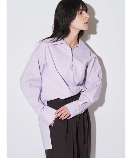 ELENDEEK（エレンディーク）の「ビッグカラースキッパーシャツ（シャツ/ブラウス・レディース・ネイビー/ラベンダー/オフホワイト/ブルー・FREE）」の4枚目の写真