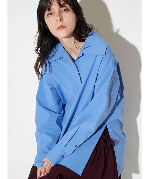 ELENDEEK（エレンディーク）の「ビッグカラースキッパーシャツ（シャツ/ブラウス・レディース・ネイビー/ラベンダー/オフホワイト/ブルー・FREE）」の11枚目の写真